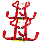 Pair Universal 4 Point Buckle Racing Seat Belt Safety Harness w/ Buckle Red