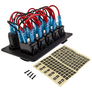 5 Gang Waterproof LED Toggle Switch Control Panel Dual USB 12V for Car Truck