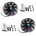 2X 7'' Black Slim Fan Push Pull Electric Radiator Cooling 12V Universal Kit New